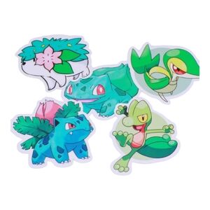 Grass‎ pokemon sticker bundle -bulbasaur, snivy, shaymin, ivysaur, treecko
